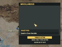 Fo76 Hells Eagles bugged.png (220 KB) Example of the quest being bugged after completion, showing up on the map (patched with Skyline Valley)