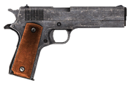 .45 Auto pistol with the non-playable iron sights