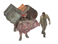 A pack brahmin with a provisioner making up a supply line