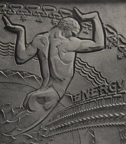Real world relief used as the Enclave's floor seal in the entrance level.