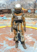 Damaged hazmat suit on female