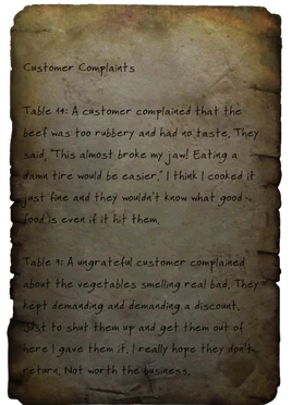 Diner customer complaints