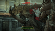 A deathclaw under fire