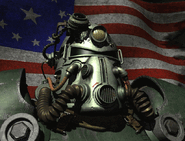 A United States soldier in power armor