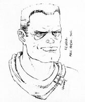 Concept art for Kedrick, whose talking head became Decker's after Kedrick was cut from the game