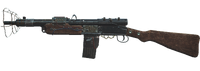 Radium rifle with a long barrel and full stock