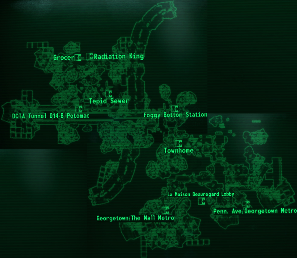 Fallout 3 DC transition map, A map of DC, east of the river…