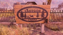 The sign at Lakeside Cabins