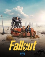 Werbeplakat für Fallout Staffel 2, mit dem Flughafen im Hintergrund