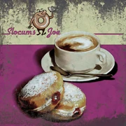 An ad for Slocum Joe, showing a typical serving of coffee.