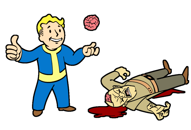 Crawl out through the fallout. Vault boy icon.