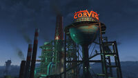 FO4 Corvega assembly plant at night
