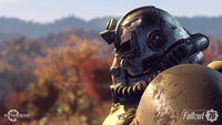 A power armor user in the trailer