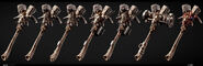 1H mods - standard, barbed, electric, flaming, flaming + barbed, heavy, and poisoned