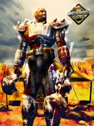 Послушник Братства Стали c «Чудовищным потрошителем» в руках.