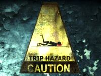 Trip hazard warning found all over the walls