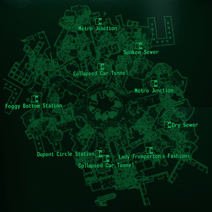 Fallout 3 DC transition map, A map of DC, east of the river…