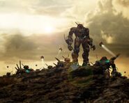 Hover robots alongside humanoid robots