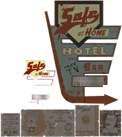 Cut signage textures for the "Safe at Home Hotel and Bar"