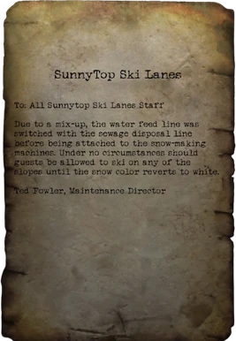 Sunnytop maintenance memo