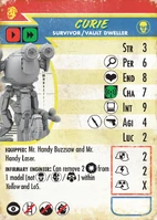 Curie's unit card from Fallout: Wasteland Warfare