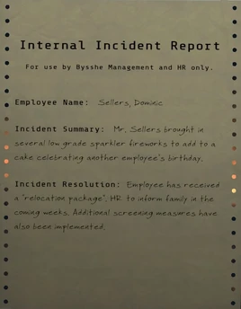 Internal incident report