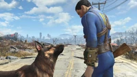 Press Fallout4 Trailer End.png (2.89 MB) The male Sole Survivor meets Dogmeat