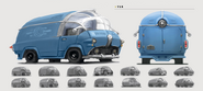 Concept art for the van found in The Art of Fallout 4