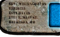 Close up of city name on holotag