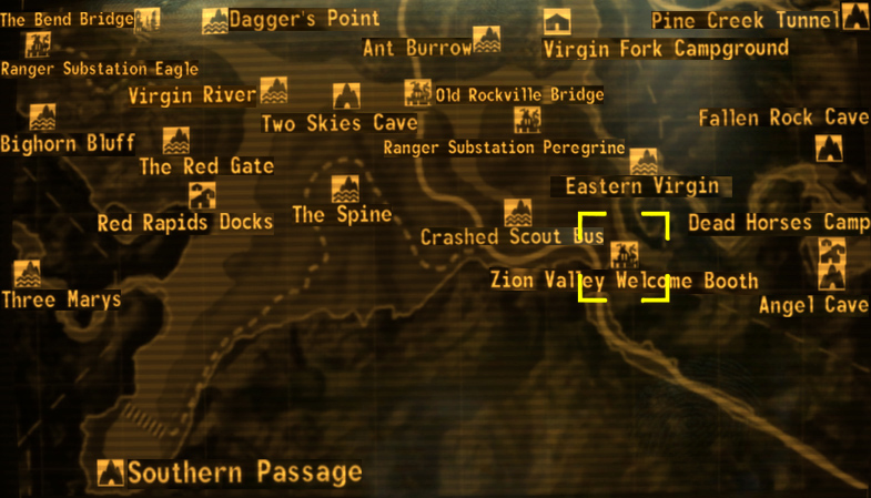 Fallout: New Vegas, Interactive map of Zion Canyon