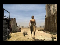 A civilian running away from robot army in Fallout Tactics ending