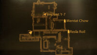 Location of terminals holding the Mentat Chow and Resla Roil tapes in the X-13 stealth testing lab.