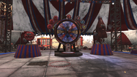 Inside of the Spin the Wheel tent