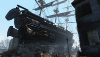 The USS Constitution sitting atop Weatherby Savings & Loan