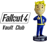 GAME UK's "Fallout 4 Vault Club" promotional image, featuring the Vault-Tec bobblehead to be provided as a pre-order bonus.