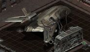 The Hellion, stationed in a hangar inside the complex