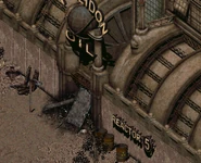 The power plant's destroyed entrance after causing a reactor meltdown