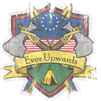 Pioneer Scout emblem, featuring tomahawks, arrows and a teepee