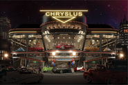 A Chryslus dealership at night