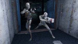 A pair of 2nd generation synths in a combat situation.