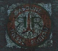The Red Rocket logo painted on a brick building.