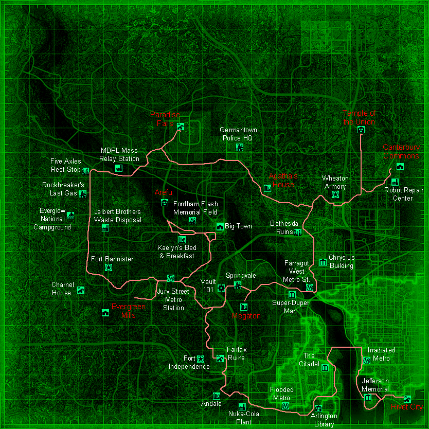 Trek Fallout 3 efficiently with Google Maps