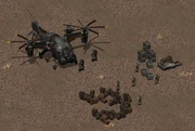 A Vertibird squad dealing with the Salvatore family; a rare instance of the Enclave trading with wastelanders