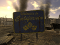 " Welcome to California " road sign at the entrance of Nipton.