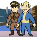 General Lee Oliver and Vault Boy, as they appear in the achievement/trophy for Eureka!