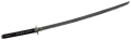 Katana with a black grip and a polished blade (katana authentic blade modification).