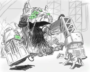 Blackjack, preparing to fire Folly at the Robomination ~ Mistermech