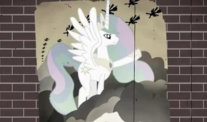 Военный плакат изображающий принцессу Селестию провожающую армию пегасов