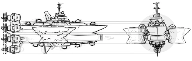 Еще одно схематическое изображение Хищника, вид сбоку и спереди