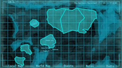 Poneva can be seen, and is labeled on this map of the Northern Wasteland